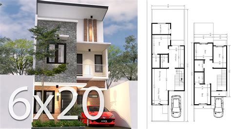 Open floor plans are a signature characteristic of this style. 6x20M House Design 3d Plan With 4 Bedrooms - YouTube