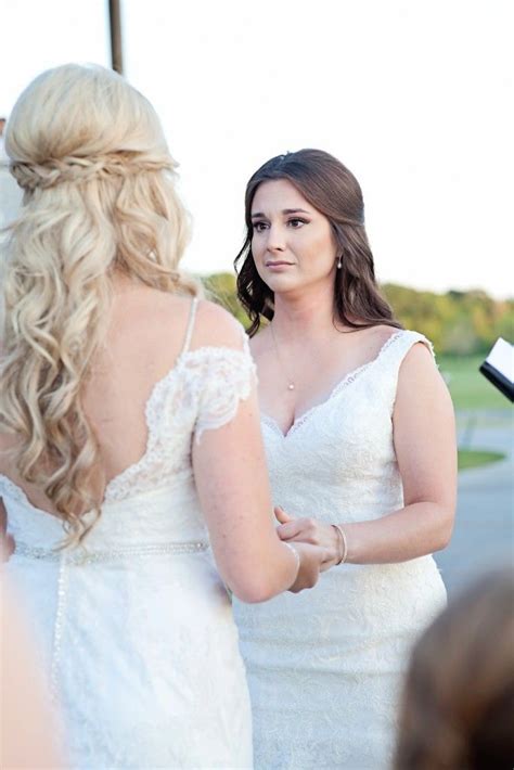 bride getting teary during ceremony louisiana rustic diy wedding two brides equally wed