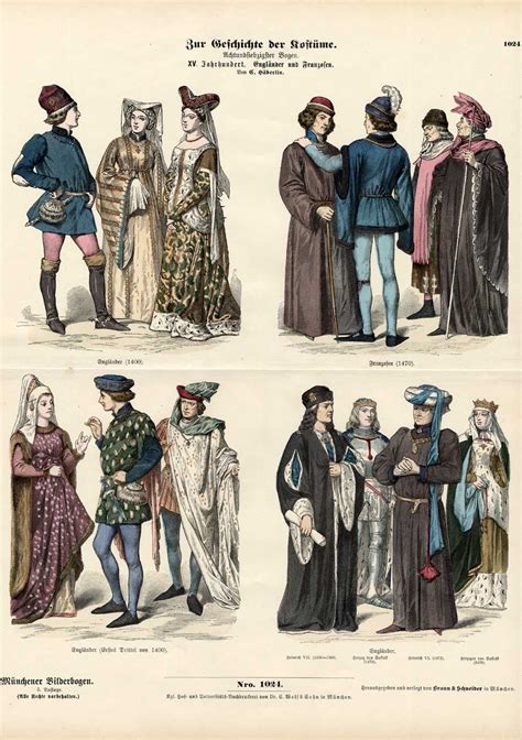 diférents costumes médievaux 15eme medieval fashion historical costume 15th century clothing