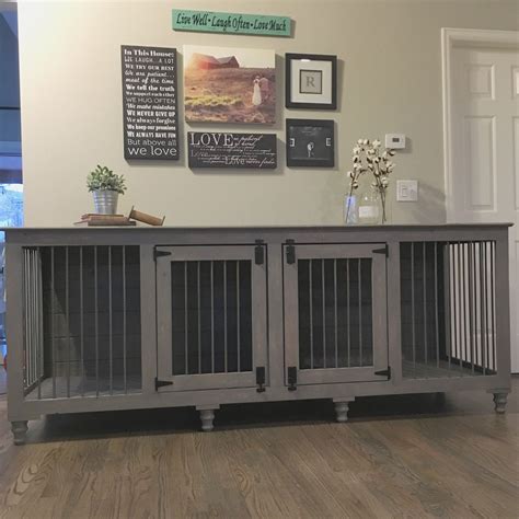 Grey Xl Double Diy Dog Crate Wooden Dog Crate Dog Crate Furniture