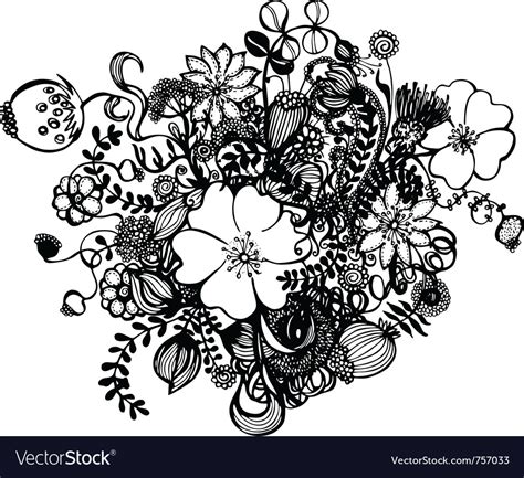 Black And White Flowers Royalty Free Vector Image