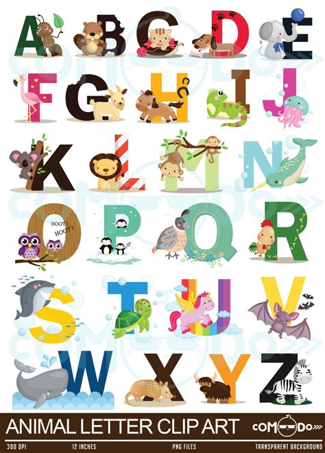 Animal Alphabet Clipart Education And Learning Clip Art Etsy