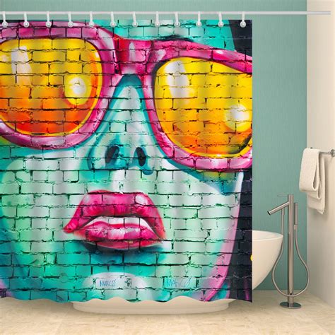 Cool Girl Graffiti Wall Art Shower Curtain Gojeek