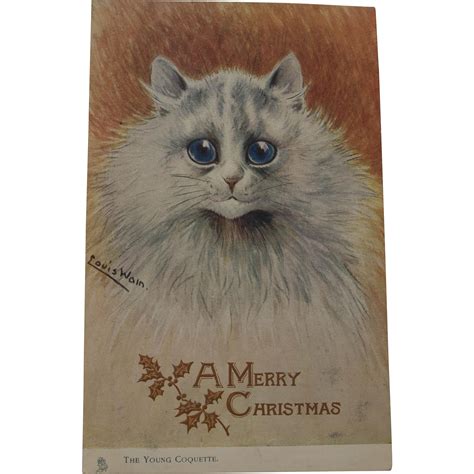 Vintage Christmas Louis Wain Cat Postcard