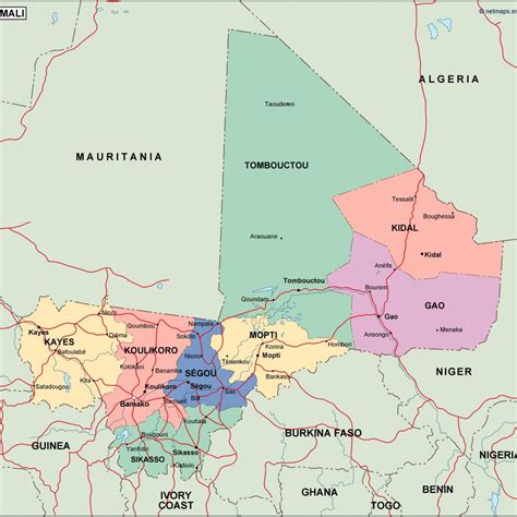 Mali Political Map Vector Eps Maps Eps Illustrator Map Vector World