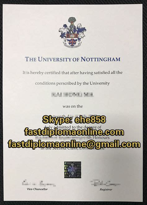 The Sample Of University Of Nottingham Degree Certificate Nottingham