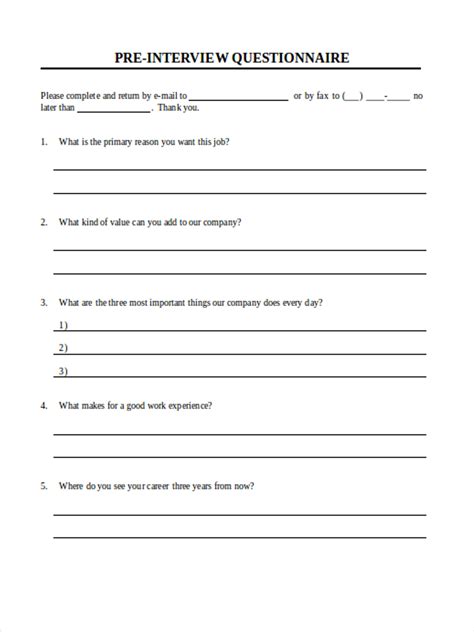 Free 40 Interview Forms In Ms Word Pdf Excel