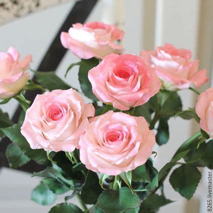 Розовые розы из полимерной глины (холодный фарфор) - заказать на Ярмарке Мастеров - 759IVRU ...