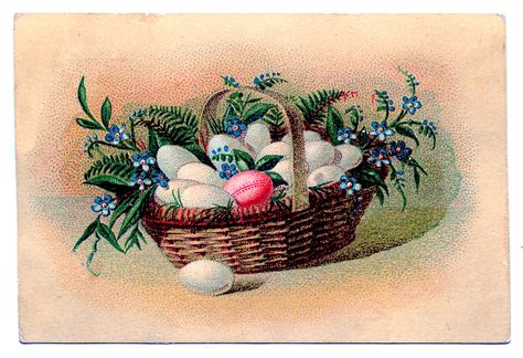 Vintage Clip Art Easter Baskets With Eggs The Graphics