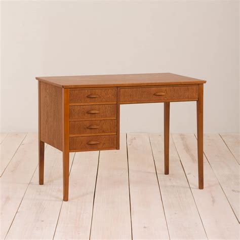 Small Danish Vintage Teak Desk With Five Drawers Future Antiques