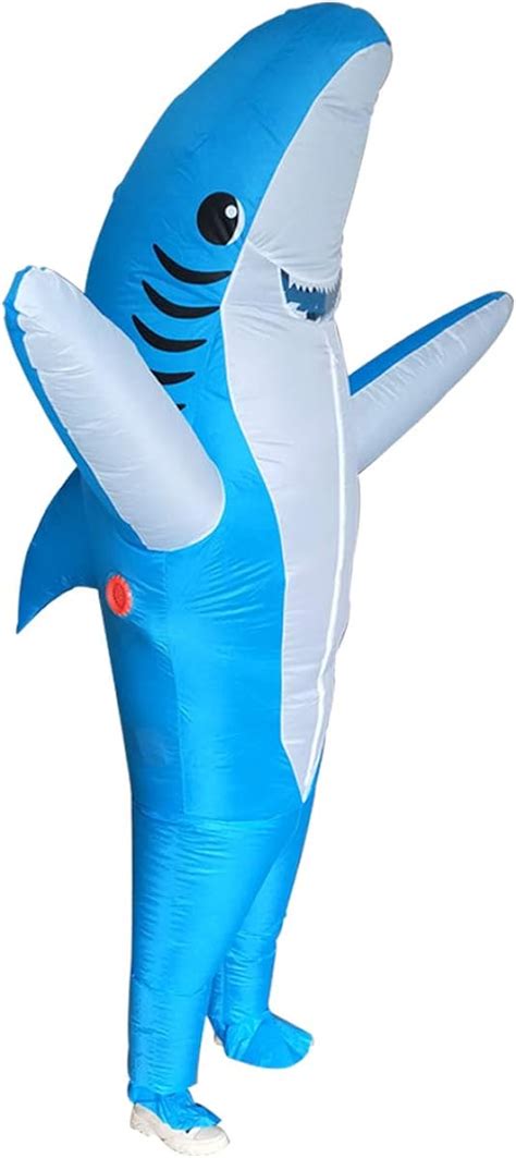Amazon Com Poptrend Adults Inflatable Halloween Costumes Blow Up Blue Shark Costume For