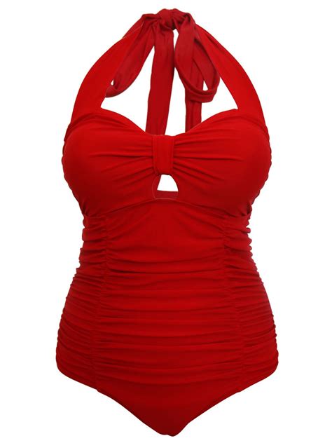 women 1950s style retro sexy red tummy control swimsuit swimming costume fashion swimsuits