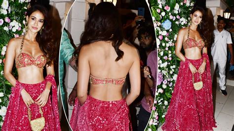 Disha Patani Oozes Oomph In Hot Bralette Crop Top And Red Lehenga See Viral Photos