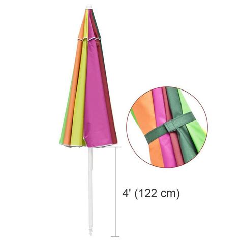 Yescom Rainbow Beach Umbrella Tilt 8 Ft 12 Rib W Anchor Strong