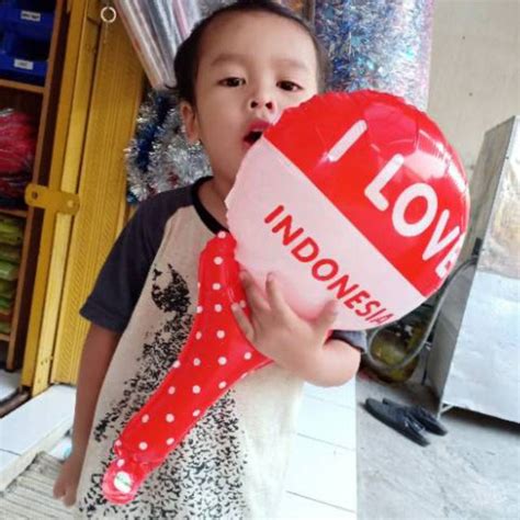 Jual Balon Pentung Merah Putih I Love Indonesia Shopee Indonesia