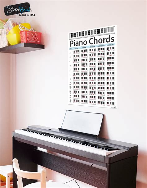 Piano Chord Chart Poster Educational Handy Guide Chart Print For Keyb