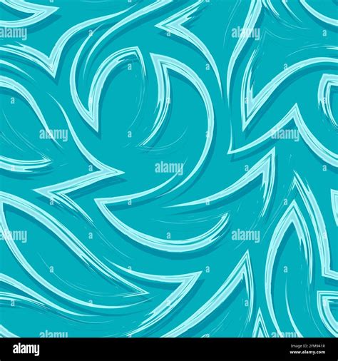 Turquoise Vector Seamless Pattern Of Flowing Brush Strokes In The Form