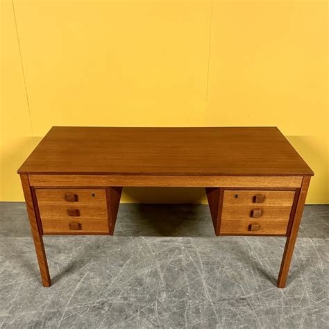 danish vintage teak desk by domino mobler 1960s 238104