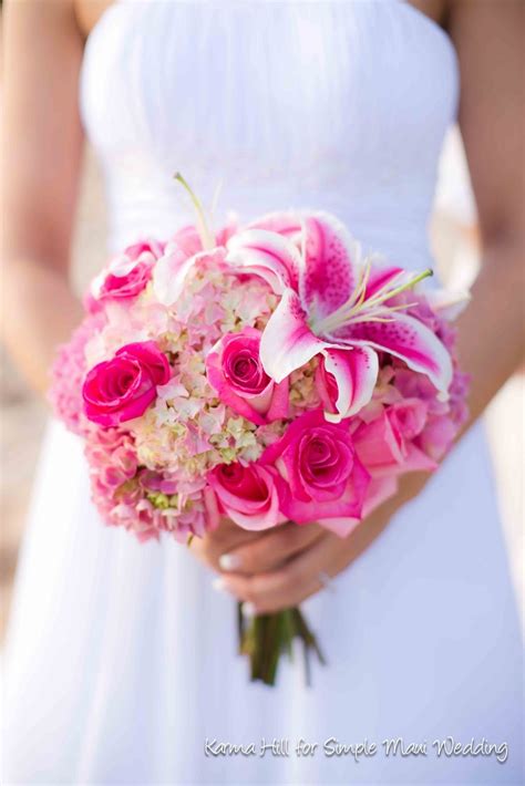 Vibrant Pink Roses And Orchids Wedding Bouquets Pink Wedding