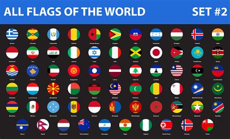 All Flags Of The World In Alphabetical Order Flat Style Set 2 Of 3