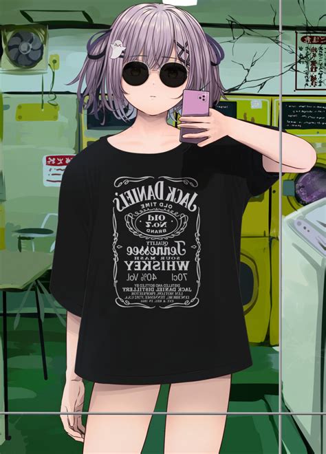 Hatogayar Shinomiya Runa Jack Daniels Vspo Highres 1girl Black