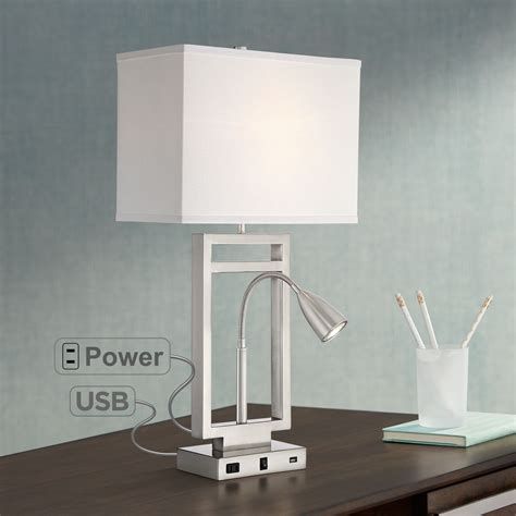 Possini Euro Design Modern Table Lamp With Usb Outlet Reading Light Led