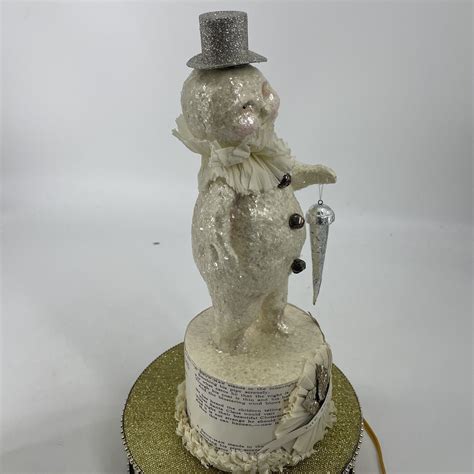 Bethany Lowe Dee Foust Large Snowman Figure Silver Glitter Hat Retired Rare Ebay