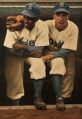 Picture Of Jackie Robinson And Pee Wee Reese During The Time When Robinson First Joined The