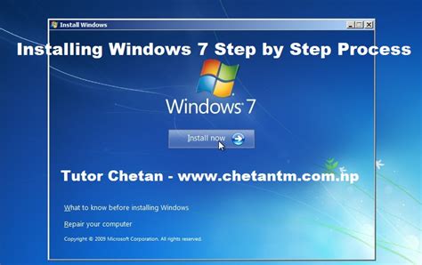 Installing Windows 7 Operating System Step By Step Process Chetan Tm