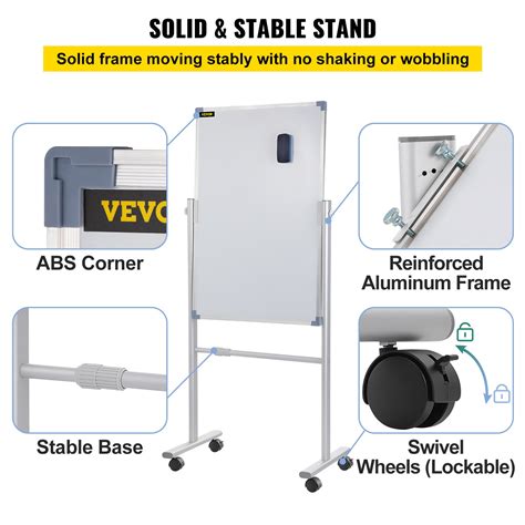 Vevor Mobile Magnetic Whiteboard 36 X 24 Inch Double Sided 360