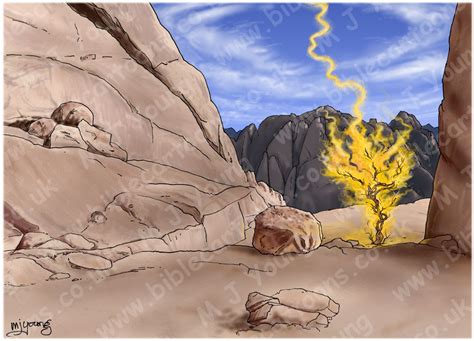 Cartoon Moses And The Burning Bush
