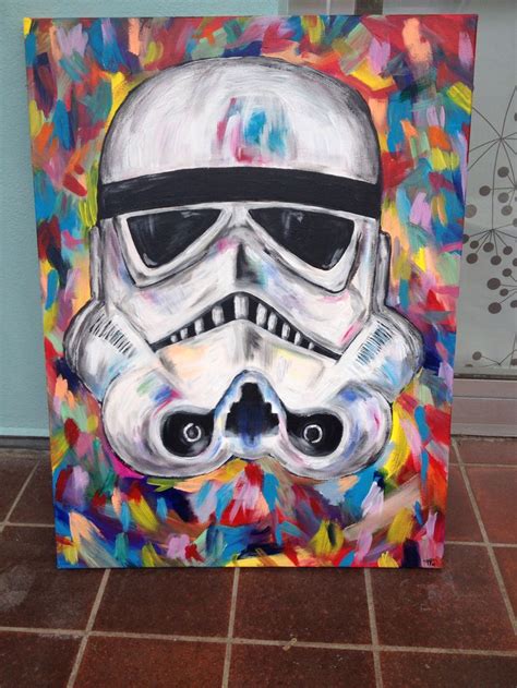 Stormtrooper • Acrylic Painting On Canvas • Colourful • Black And White
