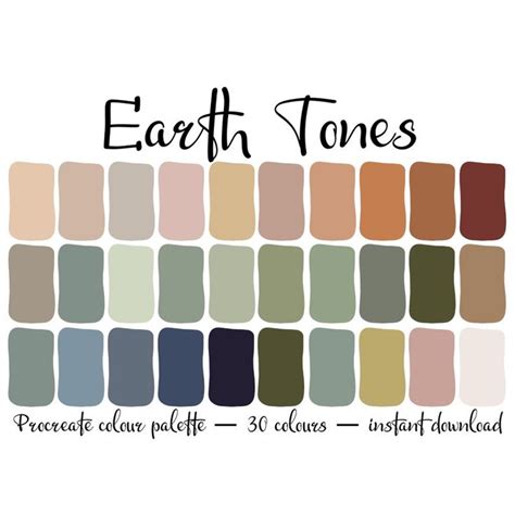 Earth Tone Colour Palette For Procreate Etsy Earth Tone Color