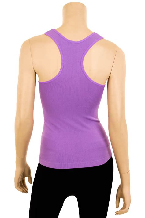 Womens Ribbed Racerback Tank Top Stretch Basic Cami Workout Sport Os Fits Ebay
