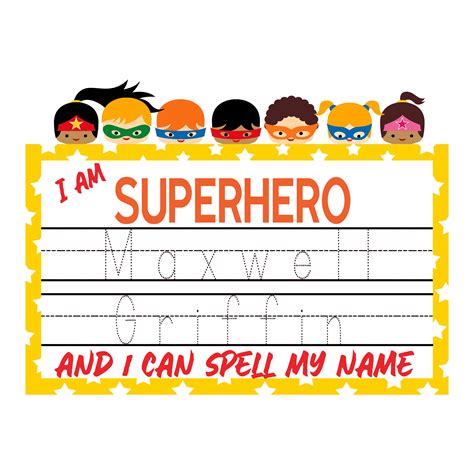I Can Spell My Name Name Trace Superhero Boy And Girl Etsy