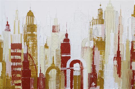 Red And Gold Skyline Print Painting By Irina Rumyantseva Fine Art America