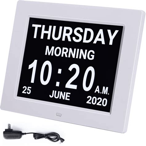 Fsyzx Digital Calendar Alarm Day Clock With 8 Large Screen Display Am