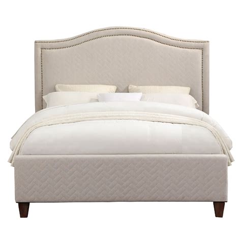 Nailhead Quilted Upholstered King Headboard In Natural White