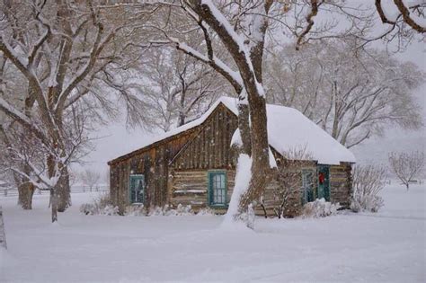 Old Cabin In The Snow Winter Cabin Snow Cabin