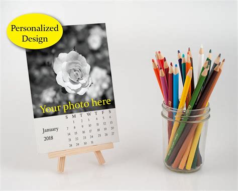 2024 Personalized Desk Calendar With Easel Customize Loose Etsy