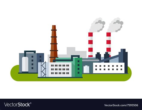 Industrial Factory Buildings Icon Factory Vector Image