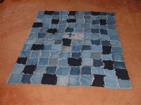 Denim Chenille Quilt Made From Old Jeans