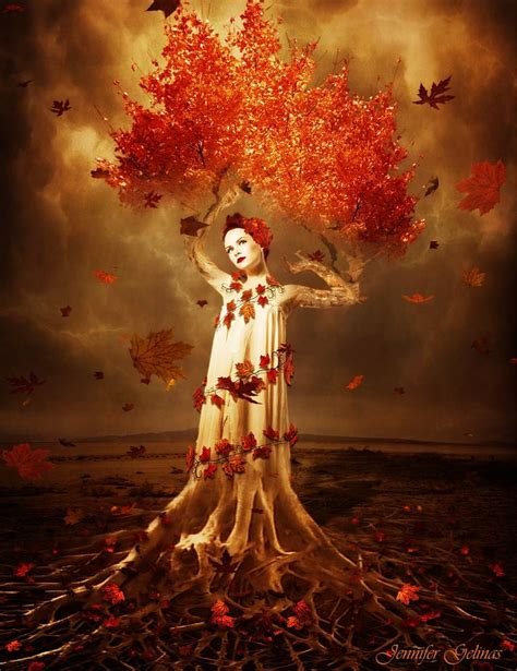 Redhead Lady Women Trees Autumn Leaves Redheads Surreal Fantasy Art Digital Art Surreal