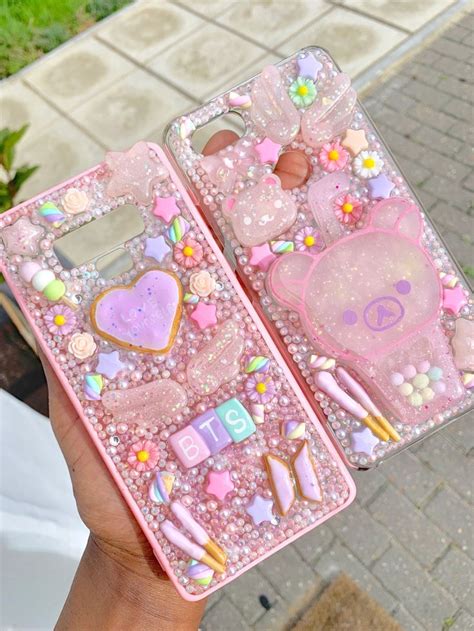 Bts Kpop Pink Charms Decoden Resin Case Diy Phone Case Kawaii Phone