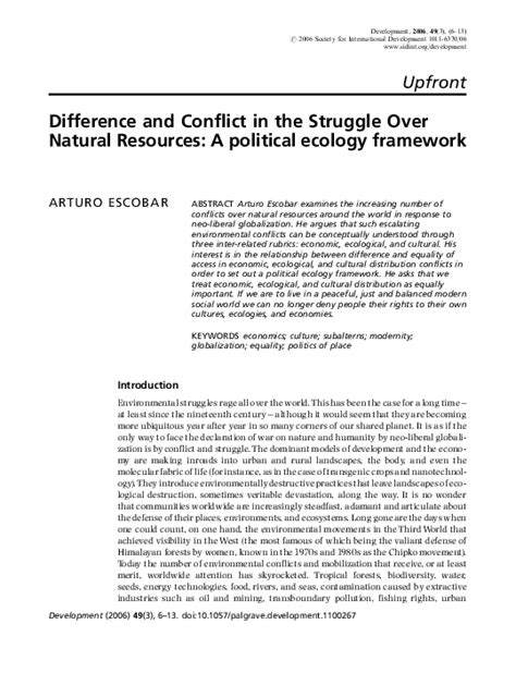 Pdf Difference And Conflict In The Struggle Over Natural Resources A