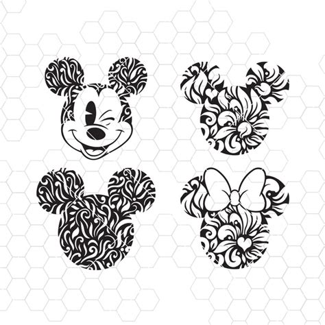 Mickey Mouse SVG, Minnie, Mickey Head SVG, Minnie Bow, Floral, Disney