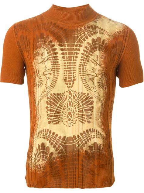 Jean Paul Gaultier Printed Knit T Shirt In Orange For Men Yellow