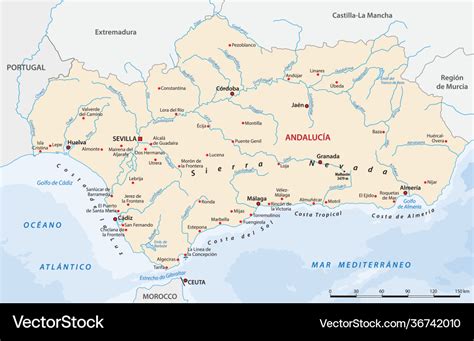 Andalucia Map Spain Royalty Free Vector Image Vectorstock