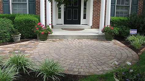 Our home had a simple walkway with cement pavers, which proved to be a hassle when we mowed the lawn. pictures of paver walkways up to front doors | Click on ...