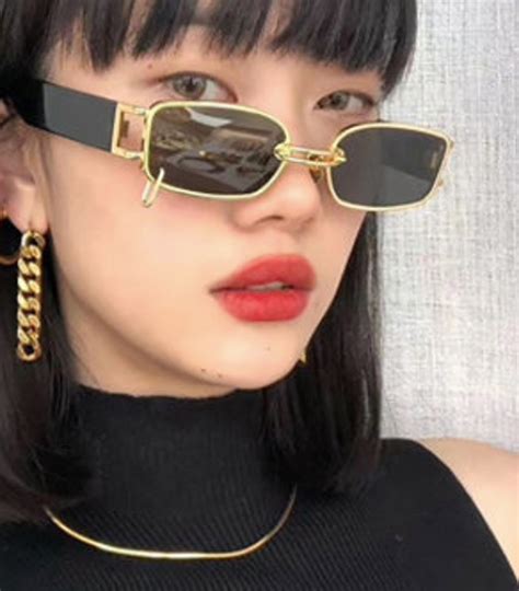 y2k rectangle sunglasses 2000 style gold ring piercing etsy